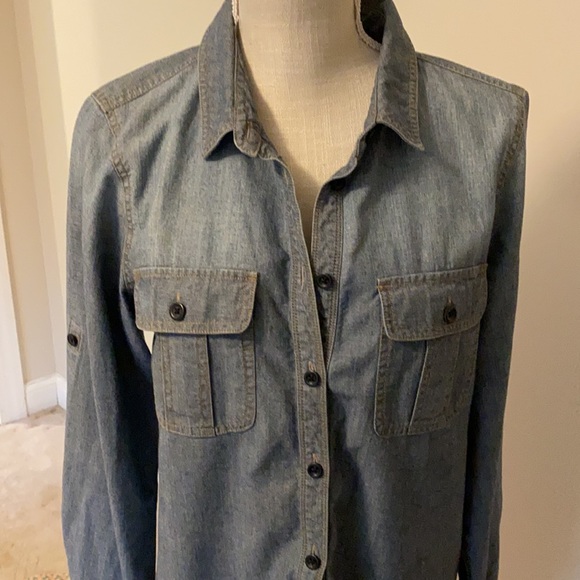 Like New J. Crew Chambray Long Sleeve Dress - Picture 4 of 5